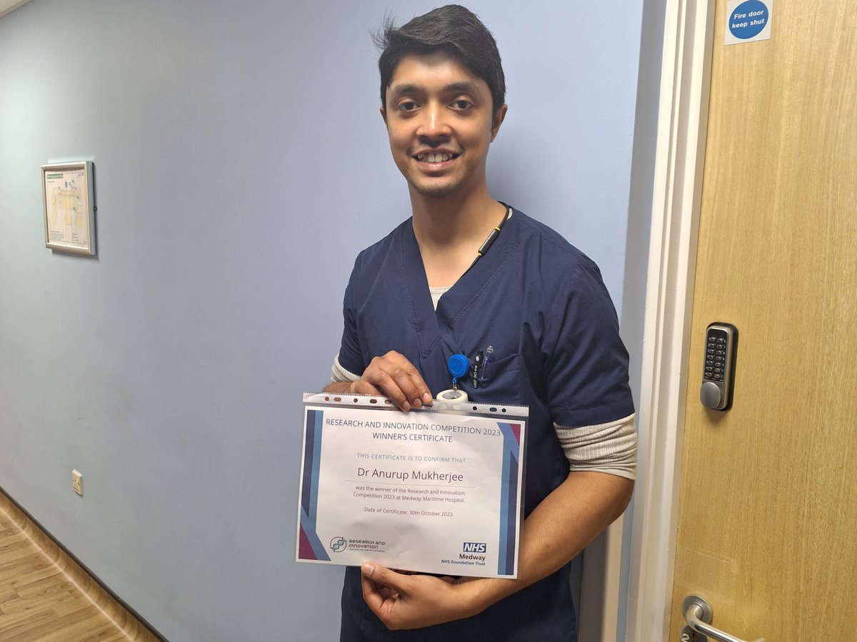 In May we launched our Research Competition for staff <a href="/Medway_NHS_FT/">Medway NHS Foundation Trust</a> to win funds to support their #research. After deliberation by our panel, we would like to say a huge congratulations to Dr Mukherjee who won both 1st &amp; 2nd place with his ideas! #BePartofResearch @NIHRCRN_kss