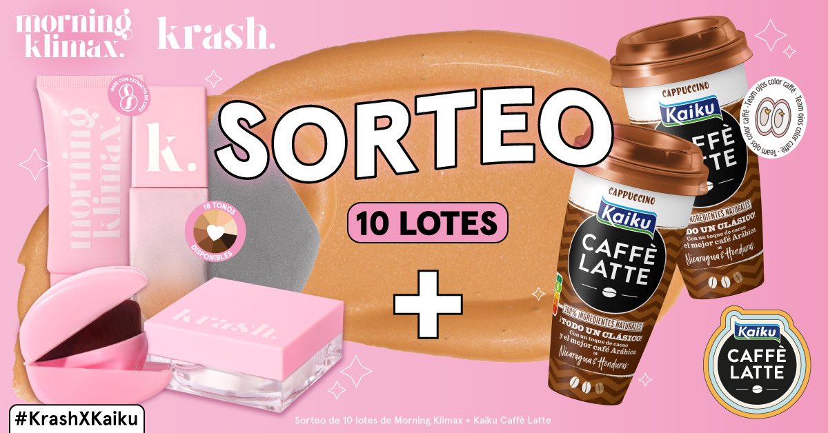 💫SORTEO💫#KrashXKaiku es el match del momento y queremos celebrarlo con este sorteazo😏

Para participar solo tienes que:
📲Seguir a <a href="/krashkosmetics/">Krash Kosmetics</a> y a <a href="/kaikucaffelatte/">Kaiku Caffè Latte</a>
 💗Dar like
 💬Responder contando tu placer mañanero con el hashtag #KrashXKaiku

¡Mucha suerte!🍀