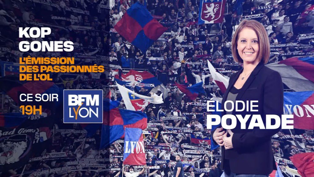 Le + important 🙏 
Quel Immense plaisir de retouver @ElodiePoyade ce soir en direct à 19h 🤩  sur @BFMLyon (via leur site web, via la TNT ou via vos box internet) 📺 
Le tout avec @EDWARDJAY73
Je représenterai les @RougeEtBleu pour parler de Rennes-OL ⚽
#TeamOL #SRFCOL #KopGones