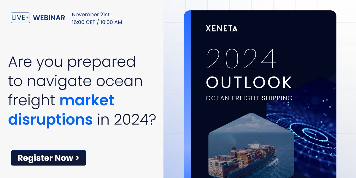 Don't forget to register for the 2024 Ocean Freight Shipping Outlook Webinar💡

Register Now: hubs.ly/Q027JkBD0

Join our industry experts to get a head start on your 2024.🚢

#oceanfreight #supplychainwebinar #supplychain #2024outlook #containershipping