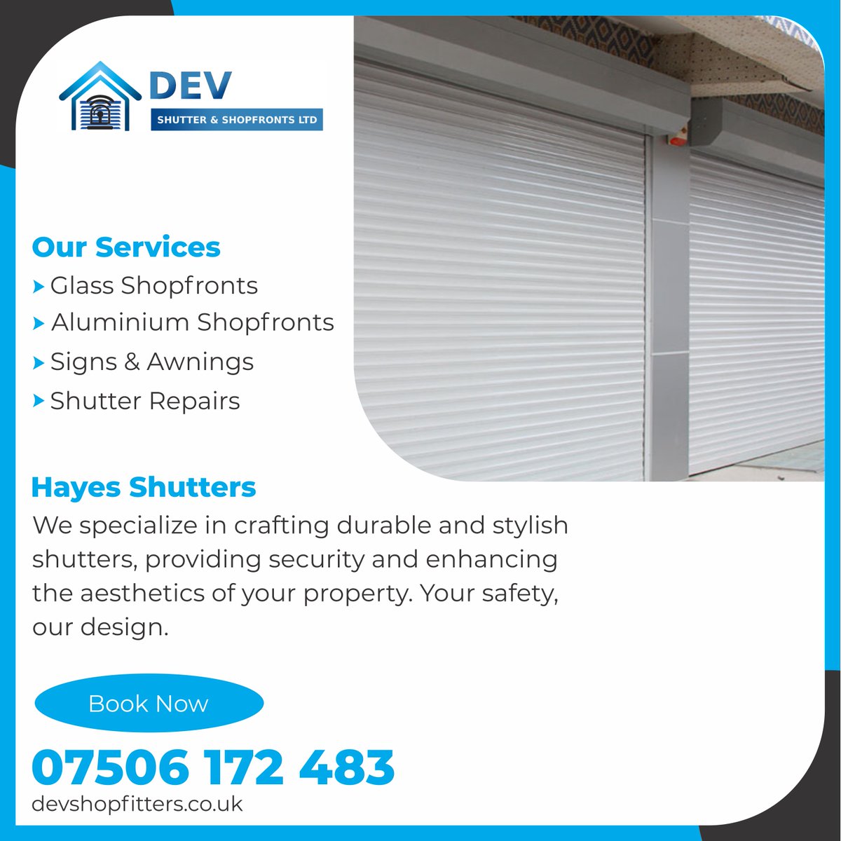 DevShopfro29394's tweet image. &quot;Dev Shopfront offers premium Hayes Shutter solutions on Bullsbrook Road, Hayes. Elevate your storefront with our high-quality and customizable shutter designs for enhanced security and aesthetic appeal.&quot;

devshopfitters.co.uk
#HayesShutter
#ShopfrontSecurity
#BullsbrookRoad