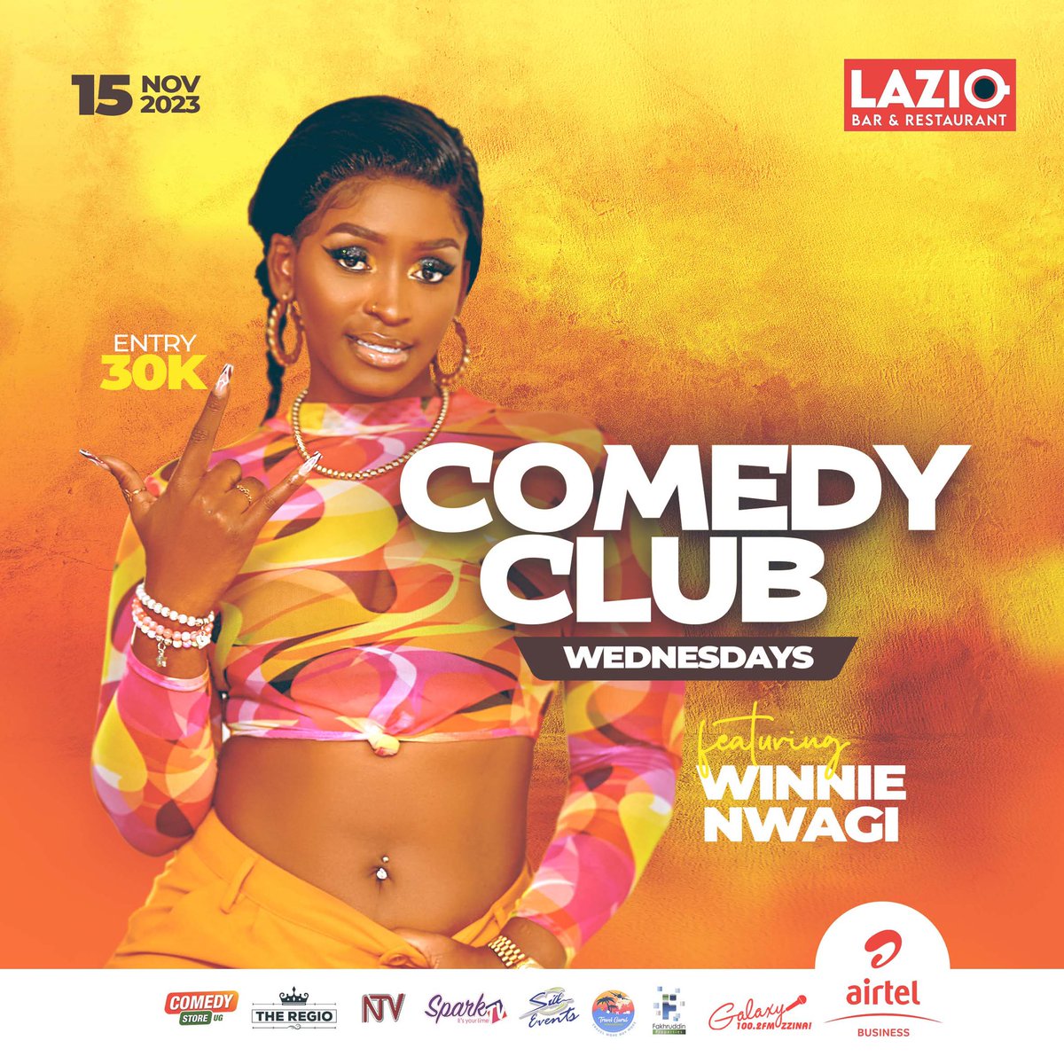 @FirebbyUg Winnie Nwagi will grace #comedyClub this Wednesday at @Lazio_Kampala Get ready!