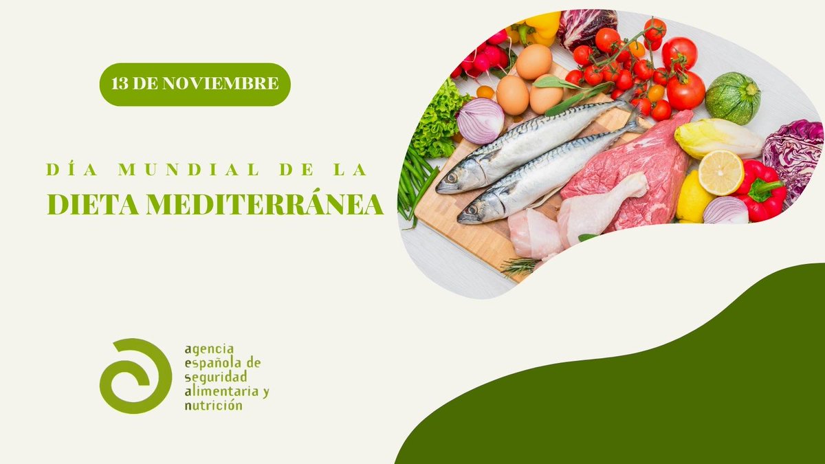 AESAN_gob_es's tweet photo. 🗓️Hoy 13/11 es el #DíaMundialdelaDietaMediterránea
🍽️🏃🌍 Recuerda que es importante comer sano, moverse y hacerlo de manera sostenible, cuidando nuestro planeta.
🧐Consulta las recomendaciones dietéticas saludables y sostenibles de la @AESAN_gob_es 
📌https://t.co/MEpQVRBrCI https://t.co/znlsAJVRqs