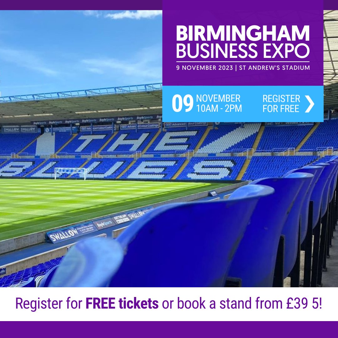 We promote our events locally and get hundreds of biz people all in one place in one day! 📢 Be part of Birmingham Business Expo on 9th November at St Andrew's Stadium - b2bexpos.co.uk/event/birmingh… #BirminghamExpo