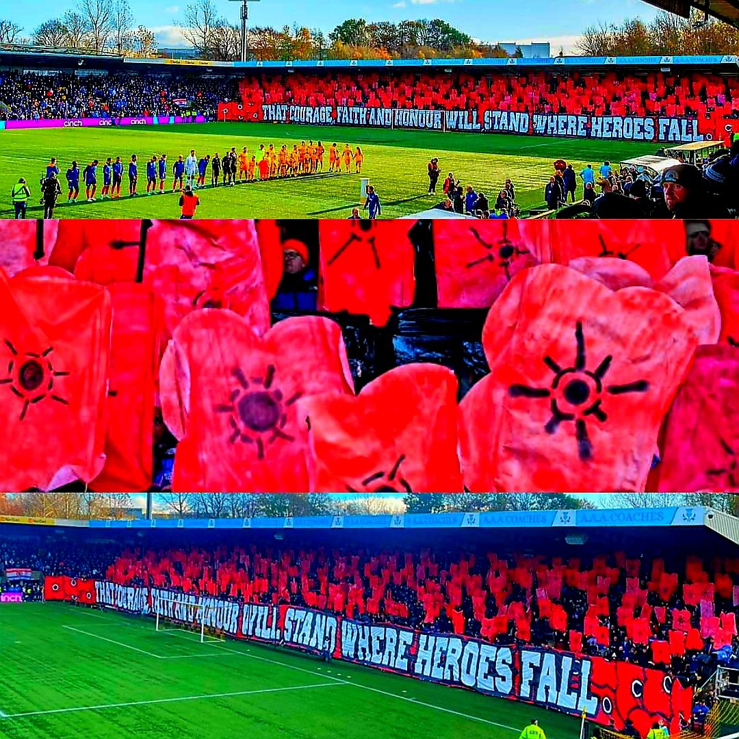 Rangers fans display Remembrance Sunday Tifo away against Livingston football club as rangers fans take over a full stand display of poppies and a Banner 🪖🌺🇬🇧 

#rangersfc #watp #awaydays @PoppyLegion #RemembanceDay #RemembranceSunday #WeWillRememberThem #poppy #LestWeForget