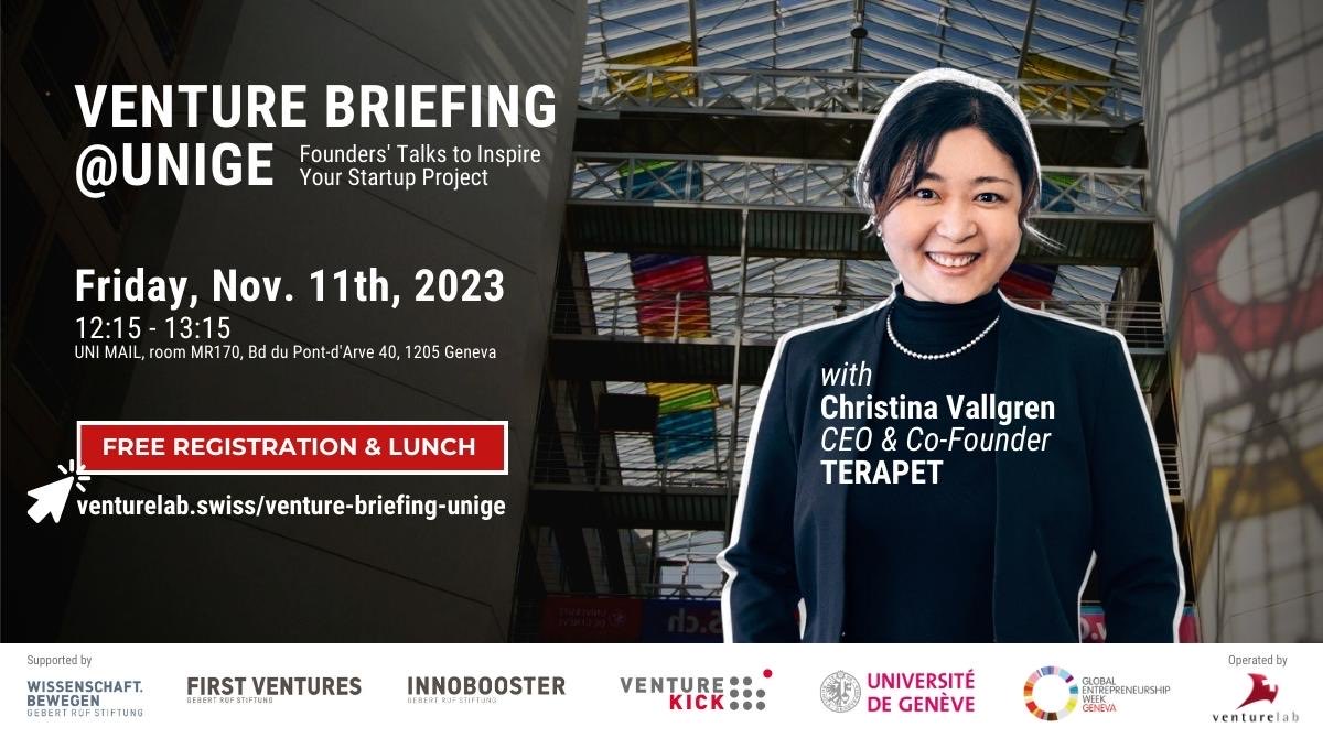 Science Innovation Hub - UNIGE (@hubunige) on Twitter photo Venture Briefing <a href="/unige_en/">UNIGE_en</a> with <a href="/venturelab_ch/">Venturelab</a> and Christina Vallgren, CEO of <a href="/TerapetSA/">Terapet</a>
Friday, 17.11.2023, 12:15 - 13:15
Registration: shorturl.at/cOQ03
<a href="/UNIDEE_UNIGE/">Libérez vos idées !</a> Venture Briefing <a href="/unige_en/">UNIGE_en</a> with <a href="/venturelab_ch/">Venturelab</a> and Christina Vallgren, CEO of <a href="/TerapetSA/">Terapet</a>
Friday, 17.11.2023, 12:15 - 13:15
Registration: shorturl.at/cOQ03
<a href="/UNIDEE_UNIGE/">Libérez vos idées !</a>