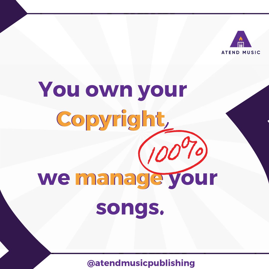 We just want to help you manage your songs cus we care.
Send a DM, let's handle your music publishing.
...we care for your songs.

#publishingroyalties 
#AtendMusic #atendmusicpublishing #musicpublishing #musicpublisher #nigerianmusicpublisher