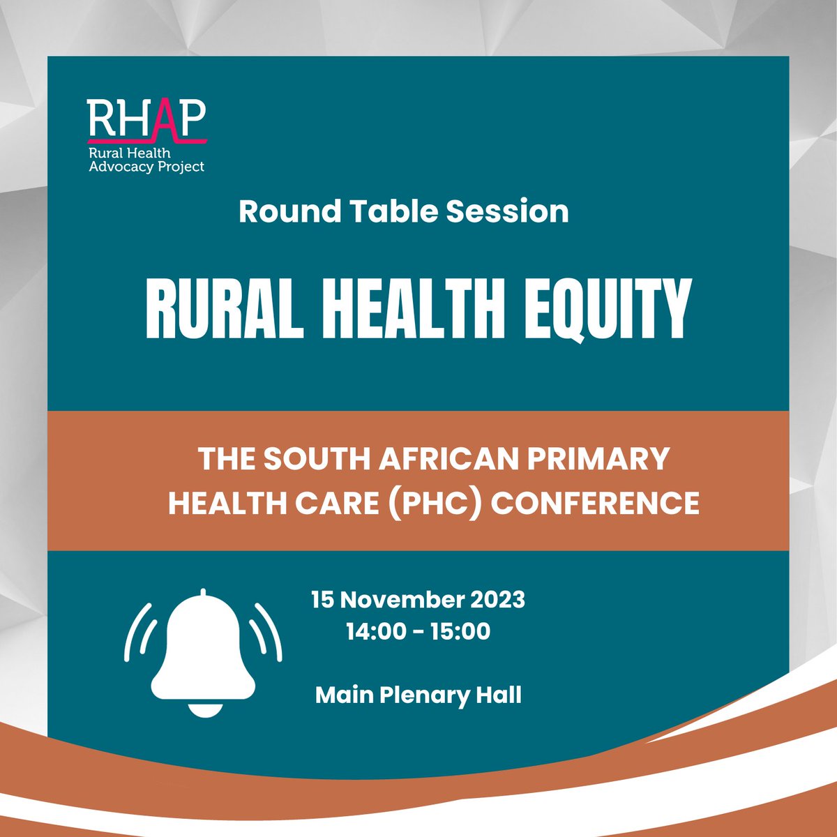 RHAP is excited to contribute to the PHC Conference 2023 dialogue on Nov 14-17. Join us on Nov 15 for a round table session as we discuss and advocate for 'Rural health equity.' Let's work together towards accessible and equitable healthcare for everyone. #PHC2023 #RuralHealth