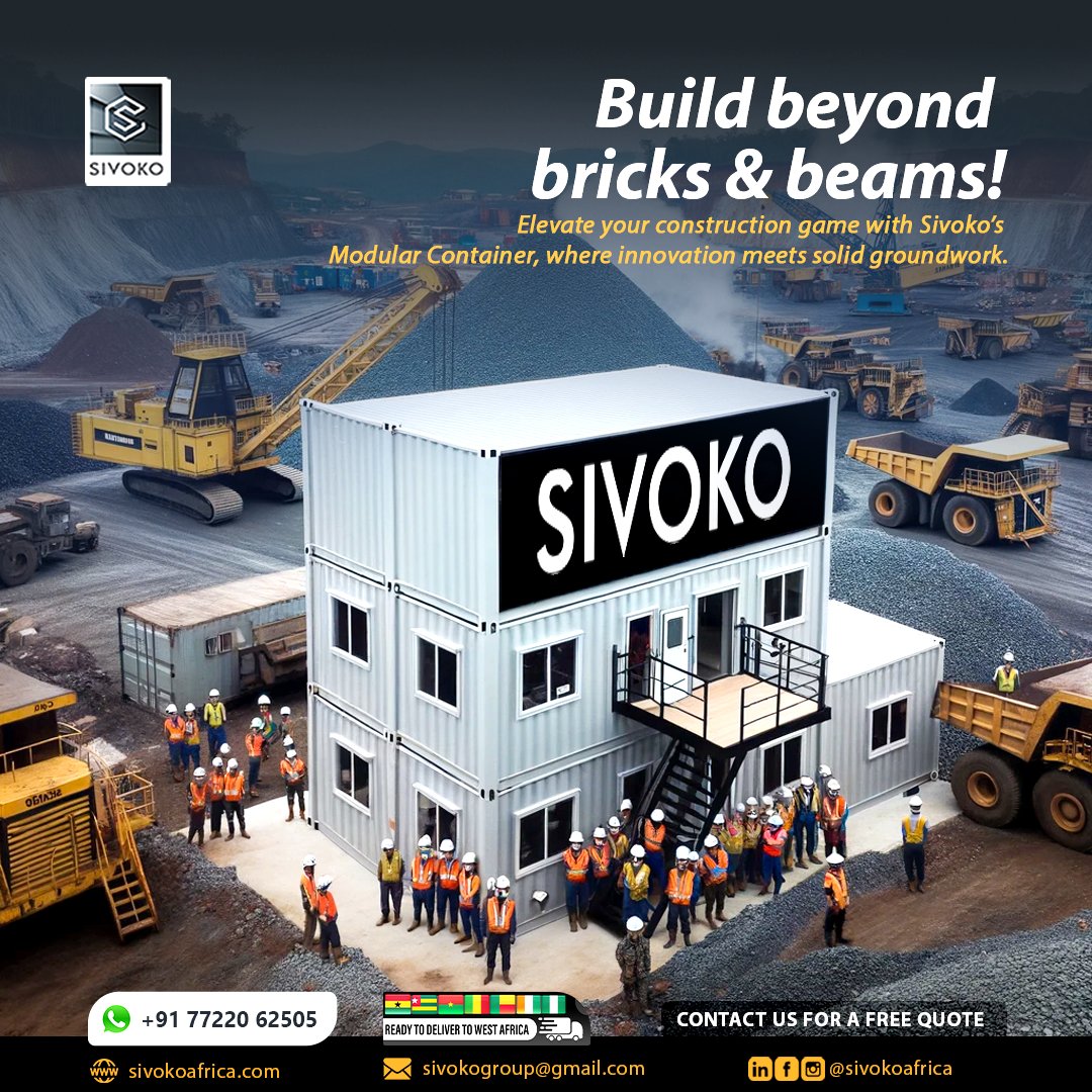 sivokoafrica's tweet image. 🏭 Elevate Your Building Game with Sivoko! 🌆

Build beyond bricks &amp;amp; beams with our Modular Container. 🔨
Experience the future of construction. 🚀

Contact us for a Free Quote!
Whatsapp us: +917722062505
Email us: Sivokogroup@gmail.com

#constructioninnovation #modularcontainer