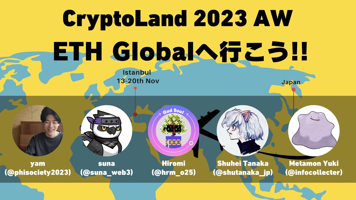yonkuro_awesome's tweet image. CryptoLand 2023 AW で実施される、ETHGlobalへ行こうキャンペーンの対象者を発表します！  

本来の予定枠の3名を超えて、3プロジェクト計5名に参加していただくことが決定しました。 

海外の優秀なプロジェクトのコアメンバーや現地開発者とのミートアップ、VCとのリレーション作りもサポートします