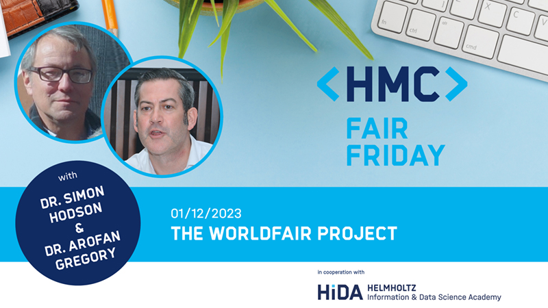 HMC's FAIR Friday is back & right away starting with an impressive project: On 01/12/2023 @ 13:00 CEST, Simon Hodson (@simonhodson99) & Arofan Greogry will introduce us to the goals of the WorldFAIR project @WorldfairP led by @CODATANews & @resdatall. 👉events.hifis.net/event/1118/