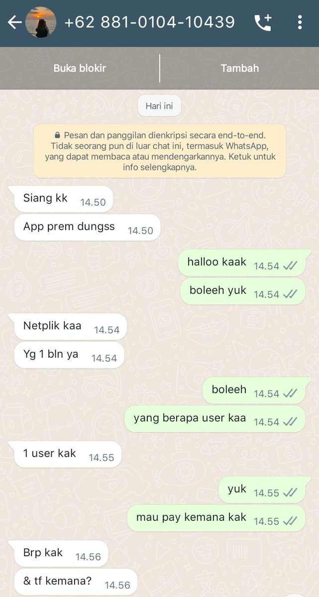 bubblebiblle's tweet image. HELP RT‼️
BE AWARE BUAT ANAK BA ⚠️

hati hati sama nomor +62 881-0104-10439 aku hampir ketipu sama dia. kronologinya dia mau beli netflix 1 bulan via BCA, tapi aku malah disuruh masukin no kartu, dikira aku goblok kali ya. jangan pernah kasih no kartu ke siapapun!

#zonauang