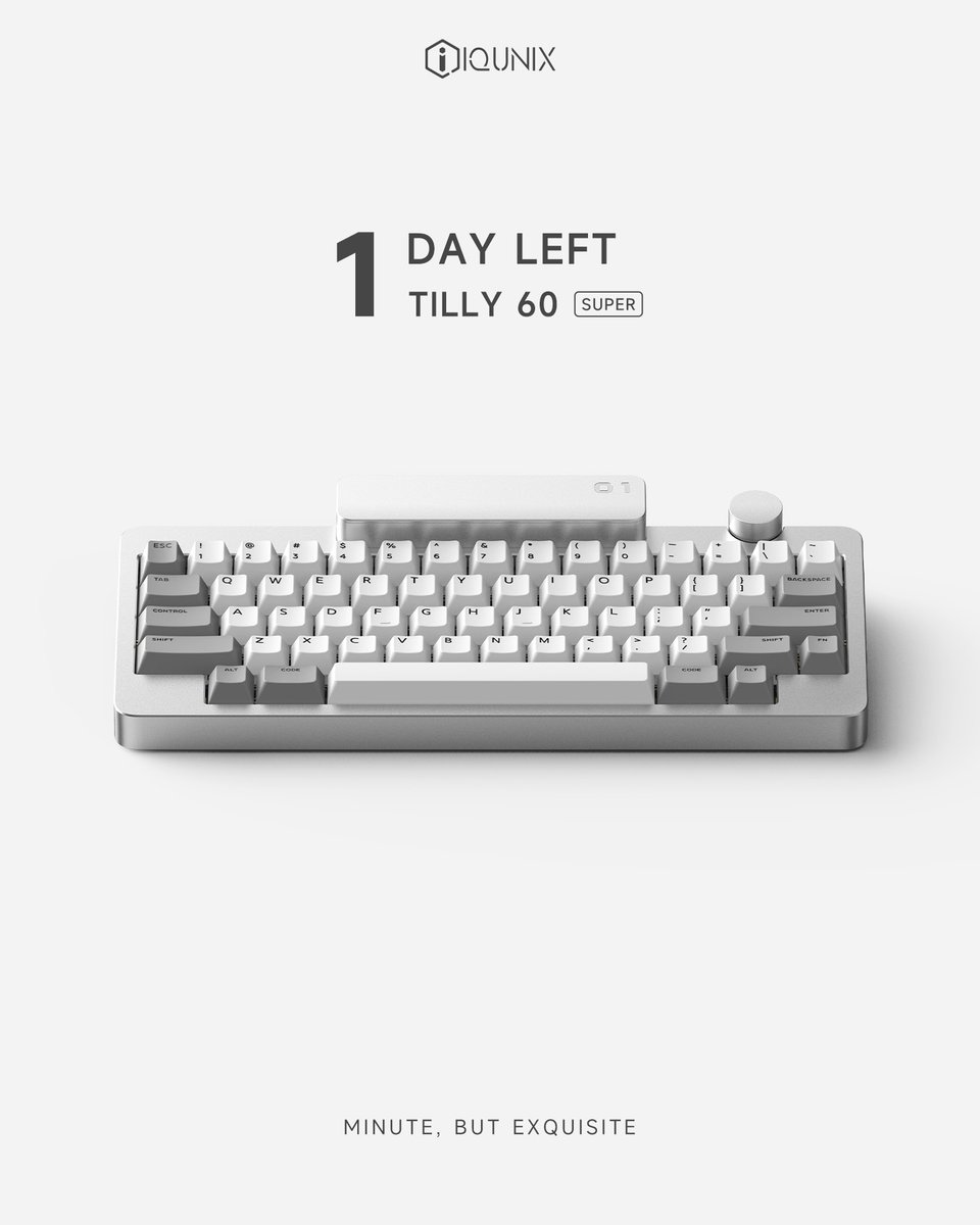 iQunix's tweet image. Hurry～
❗️1 Day Left
⏰Set the alarm.
🥳Stay prepared
#IQUNIX #Mechanicalkeyboard #keyboard #tilly60