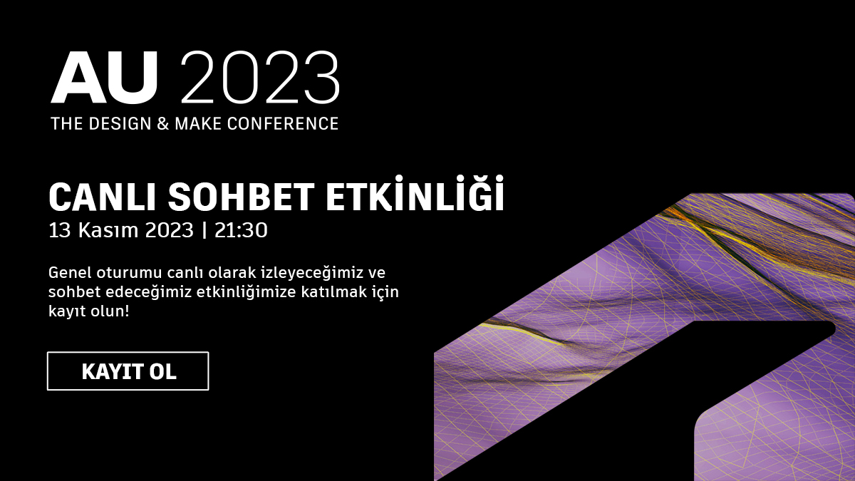 Autodesk Türkiye Topluluğu olarak AU 2023 genel oturumunu birlikte izleyip sohbet edeceğimiz etkinliğimize katılımlarınızı bekleriz. Katılım ve detaylı bilgi için autode.sk/3u9Pk9O #au2023