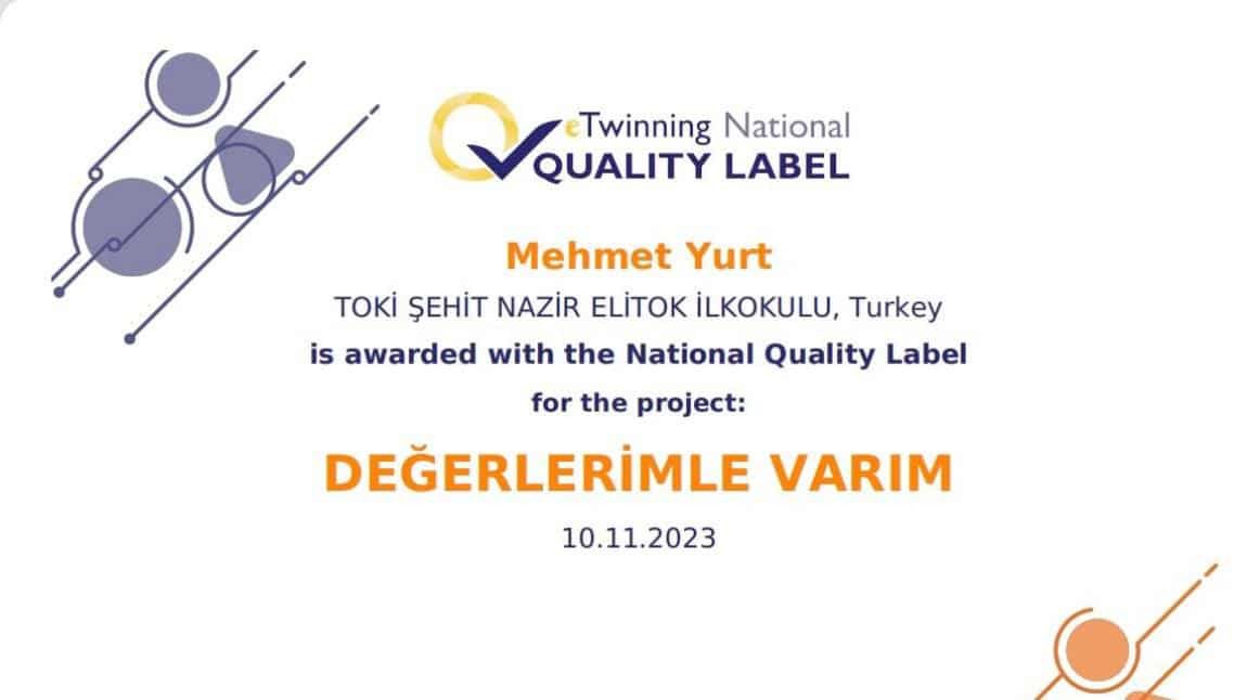 Okulumuz öğretmenlerinden Mehmet Yurt’un 2022-2023 EĞİTİM ÖĞRETİM YILINDA YÜRÜTTÜĞÜ "DEĞERLERİMLE VARIM" eTWİNNİNG PROJESİ ULUSAL KALİTE ETİKETİ İLE ÖDÜLLENDİRİLDİ. <a href="/MehmetYurttttt/">Mehmet Yurt</a> <a href="/TC_kkalevalilik/">Kırıkkale Valiliği</a> <a href="/kirikkalemem/">Kırıkkale Millî Eğitim Müdürlüğü</a> <a href="/tcmeb/">Millî Eğitim Bakanlığı</a> <a href="/tretwinning/">eTwinning Türkiye</a>