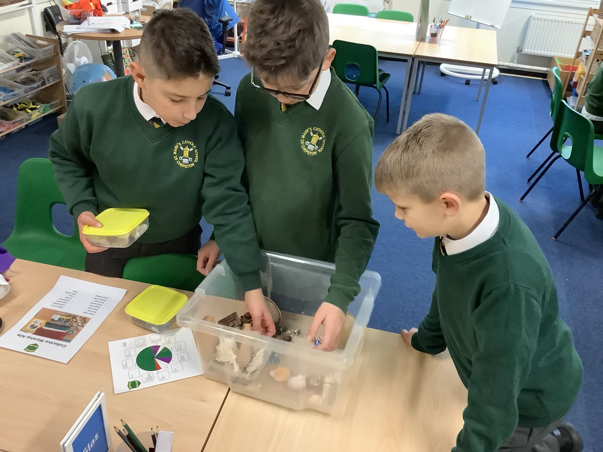 StMarysRCSch's tweet photo. Our Mini Vinnies have been helping to sort our class worship boxes. #SeeThinkDo https://t.co/IiLIxYz4Fl