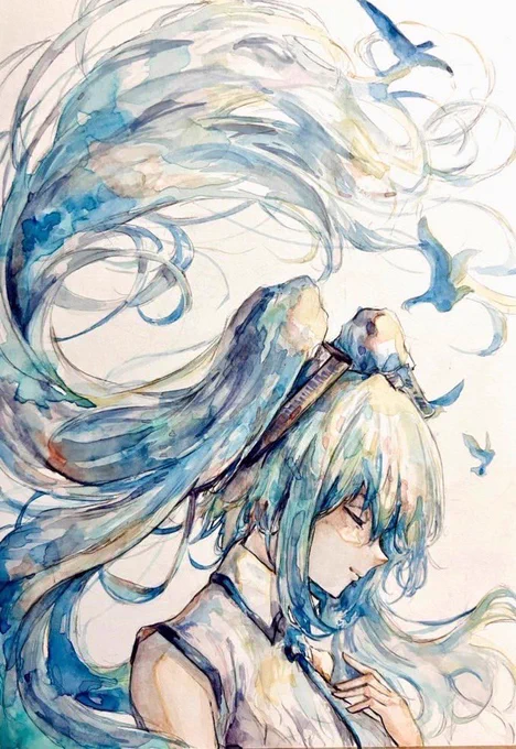 デザフェスでは動物だけだったので #水彩画