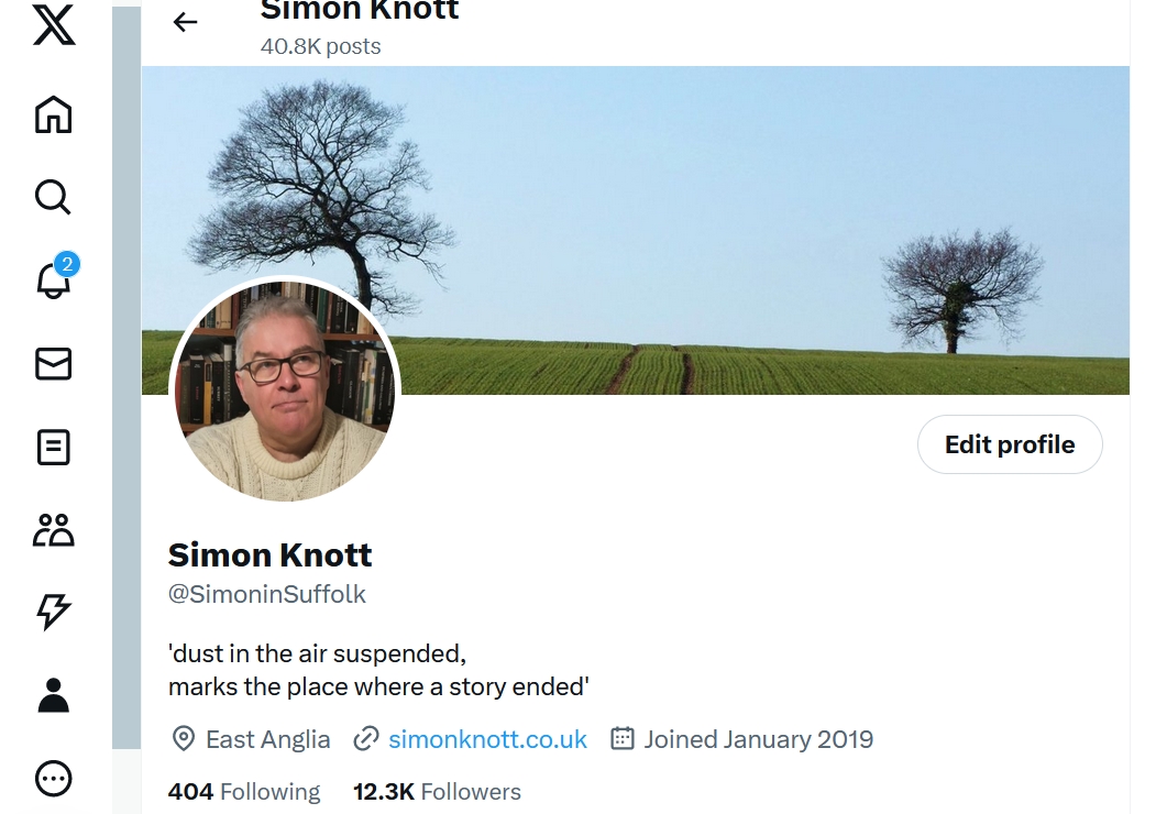 I've changed my username to @SimoninSuffolk. My old one is apparently similar to a name being used by political group. I have many interests, some might say obsessions. But politics isn't one of them, and they don't seem like the kind of people I'd want to be associated with!…