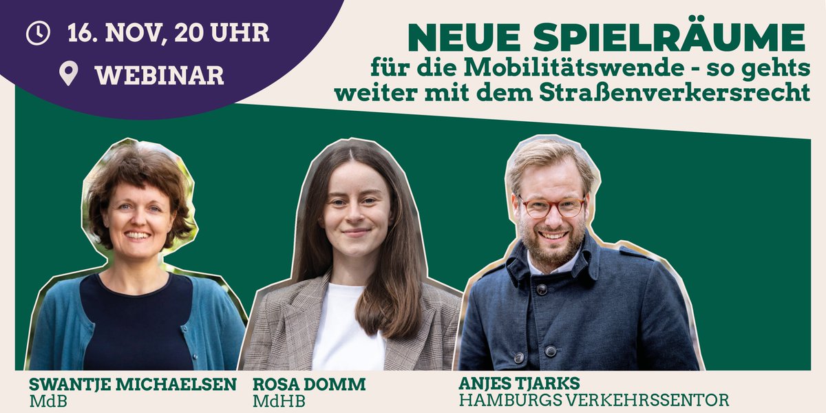 Du bist Kommunalpolitiker*in und möchtest wissen, welche neuen Spielräume die Straßenverkehrsreform für Tempo 30, Parken & Co bringt? Dann melde Dich jetzt an ➡️ us06web.zoom.us/webinar/regist…