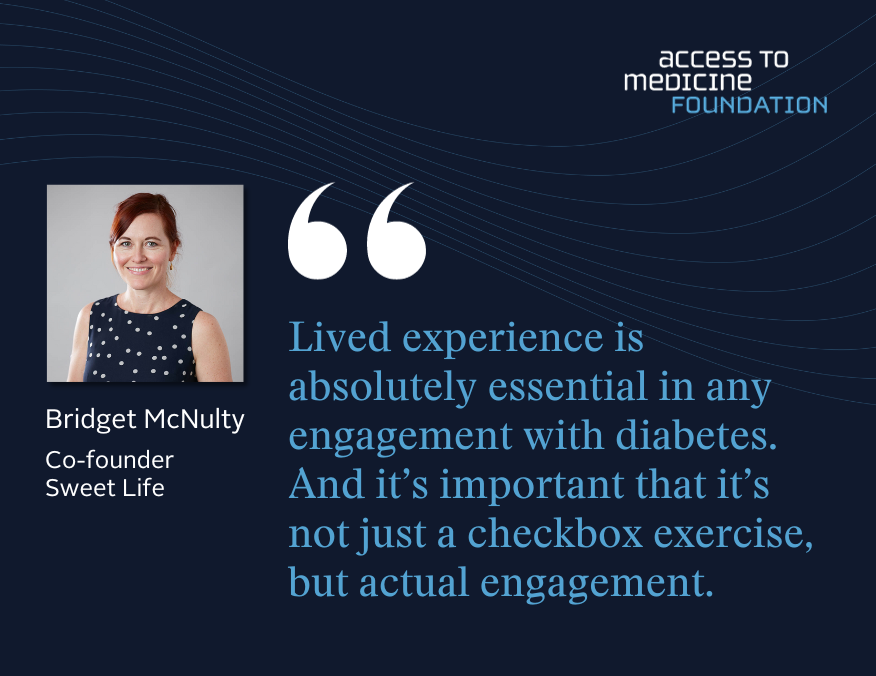 To mark #WorldDiabetesDay, we spoke w/ <a href="/bridgetmcnulty/">Bridget McNulty</a>, <a href="/sweetlife_orgza/">Sweet Life Diabetes Community</a> co-founder. She highlights specific gaps in access to #diabetes care in South Africa &amp; reflects on the role the Foundation plays in stimulating #pharma companies to scale up access ➡️ accesstomedicinefoundation.org/diabetes-advoc…