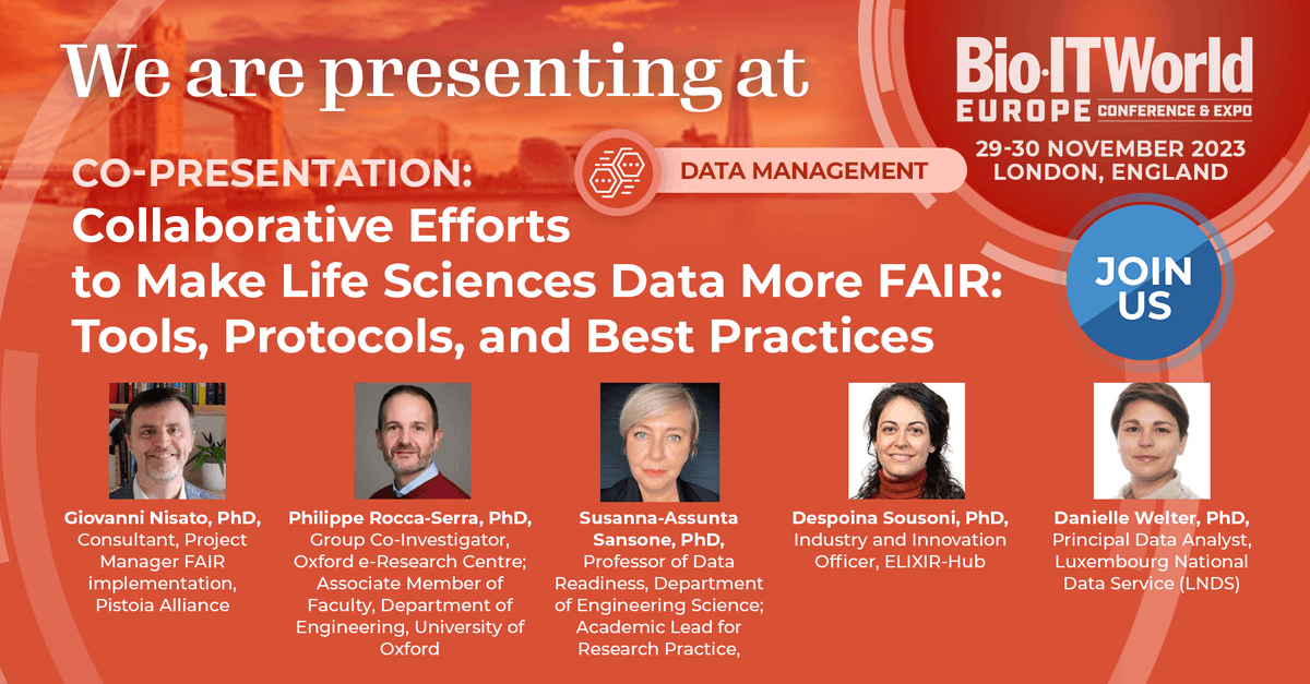 Join us this month in London at the Bio-IT World Conference &amp; Expo Europe where leading experts representing ELIXIR activities will discuss outcomes of collaborative approaches to make life sciences data more #FAIR! #BioITExpo #lifesciences #biopharma lnkd.in/g43ubJVS