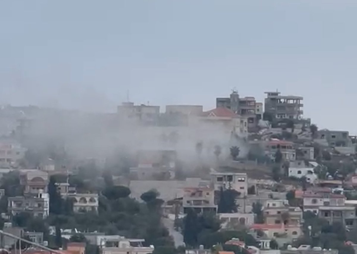 Israeli artillery targets a house in the Abu Laban neighborhood in the town of Aita Al-Shaab for the fifth time