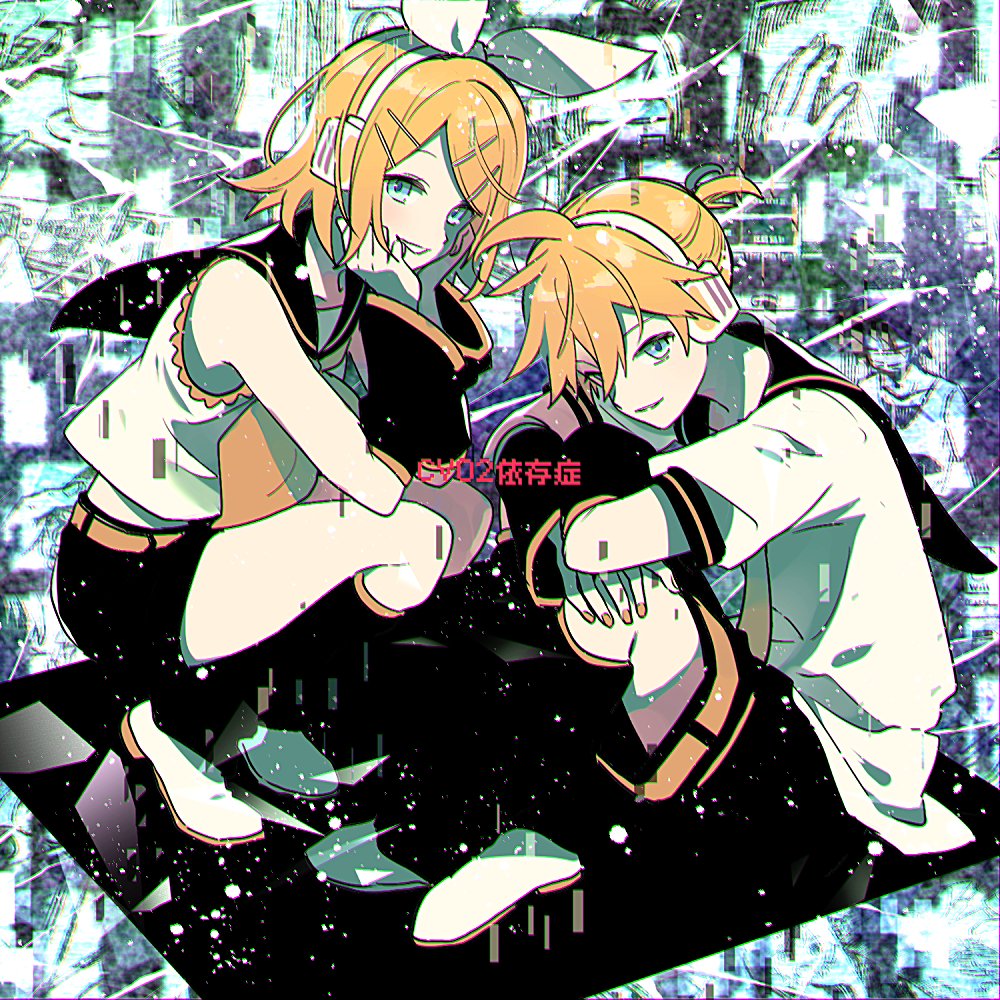 kagamine len ,kagamine rin 1girl 1boy blonde hair shorts sailor collar hair ornament shirt  illustration images