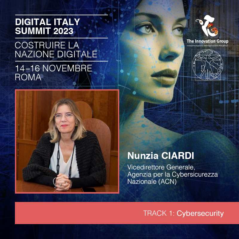 .@NunziaCiardi, Vicedirettore Generale, @csirt_it, è tra gli autorevoli relatori che intervengono al Digital Italy Summit. È keynote speaker al Track 1 focalizzato sulla #Cybersecurity per il Paese, 15/11, 11.30-13.15, Roma.

Registrati: bit.ly/3snhqgQ

#TIGdigitaly