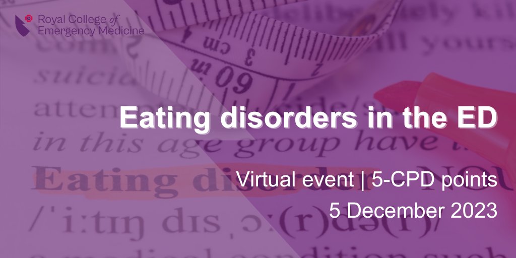 RCEM Events (@rcemevents) on Twitter photo Keep your knowledge of eating disorders in the ED up to date
Join experts in the field to discuss:
πMEED guidelines
πEthical considerations inc. mental health & capacity
πHow patients may present in the ED
Book now π» bit.ly/3wE8tOO
@VickyVella2 <a href="/AgnesAyton/">Agnes Ayton π</a> Keep your knowledge of eating disorders in the ED up to date
Join experts in the field to discuss:
πMEED guidelines
πEthical considerations inc. mental health & capacity
πHow patients may present in the ED
Book now π» bit.ly/3wE8tOO
@VickyVella2 <a href="/AgnesAyton/">Agnes Ayton π</a>