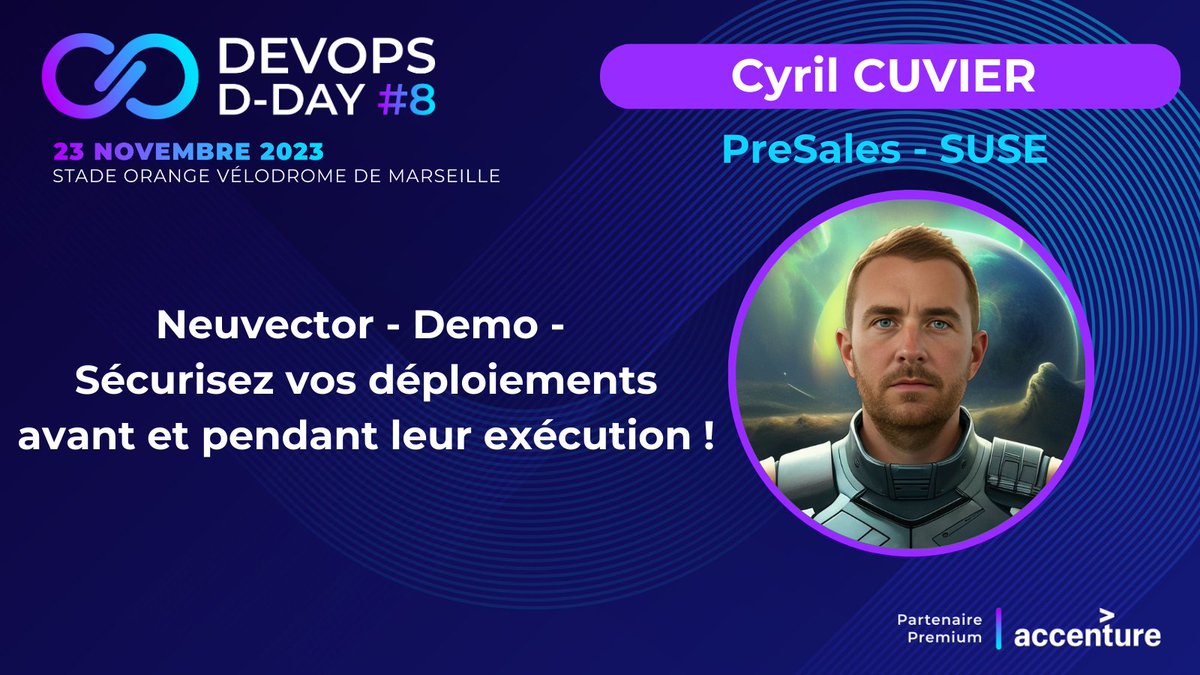 Cyril Cuvier de <a href="/SUSE/">SUSE</a>  vous parle dans qqus jours de "Neuvector - Demo - Sécurisez vos déploiements avant et pendant leur exécution !"
Inscription et programme complet  <a href="/Devopsdday/">DEVOPS D-DAY</a> sur devopsdday.com/schedule
