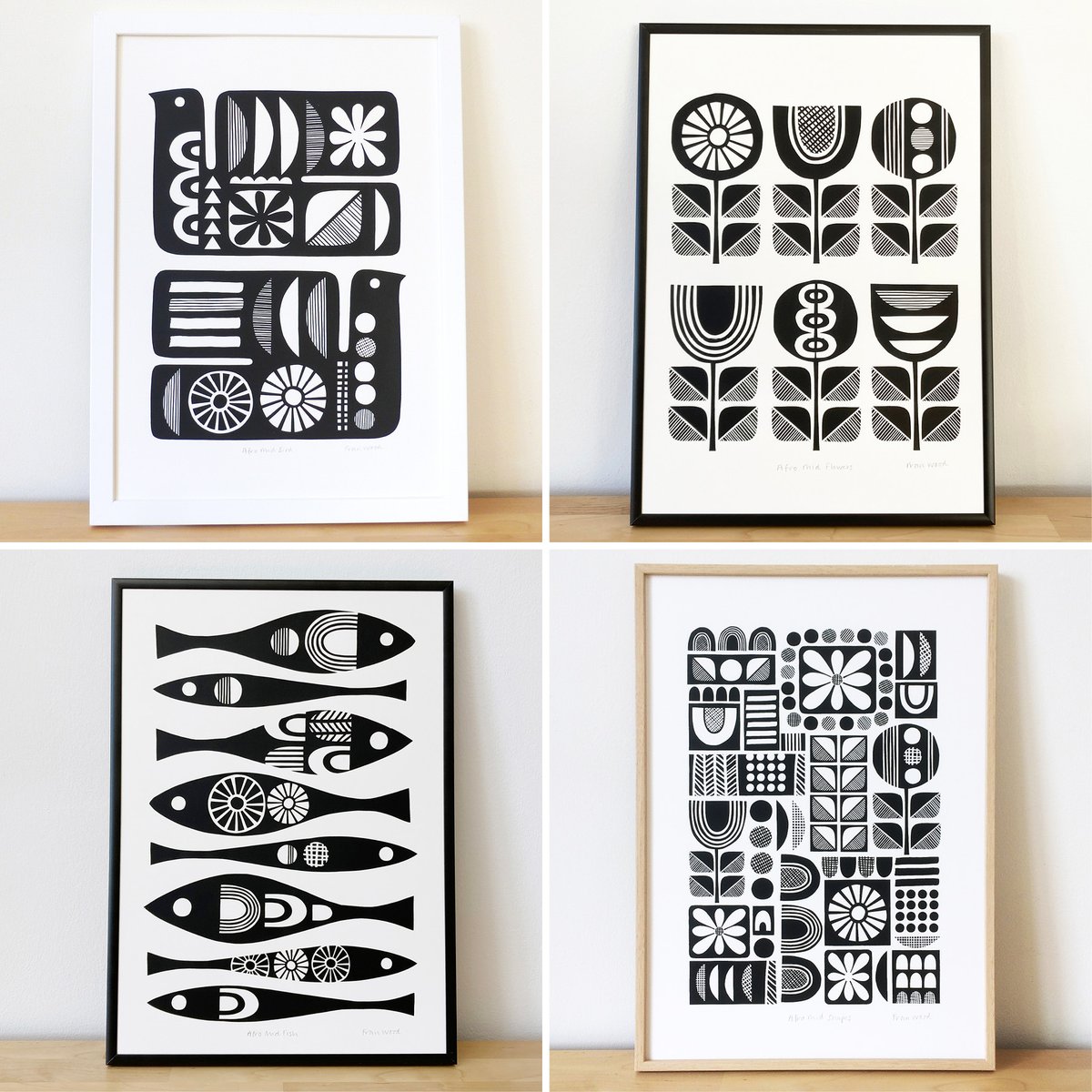 Monochrome hand-pulled screen-prints inspired by African patterns and mid-century design. These are available in my online shop, I’ll also have them on my stall @illustratorsfair on 9th December and @craftyfoxmarket on the 17th December, both in Kings Cross.
#shopindie