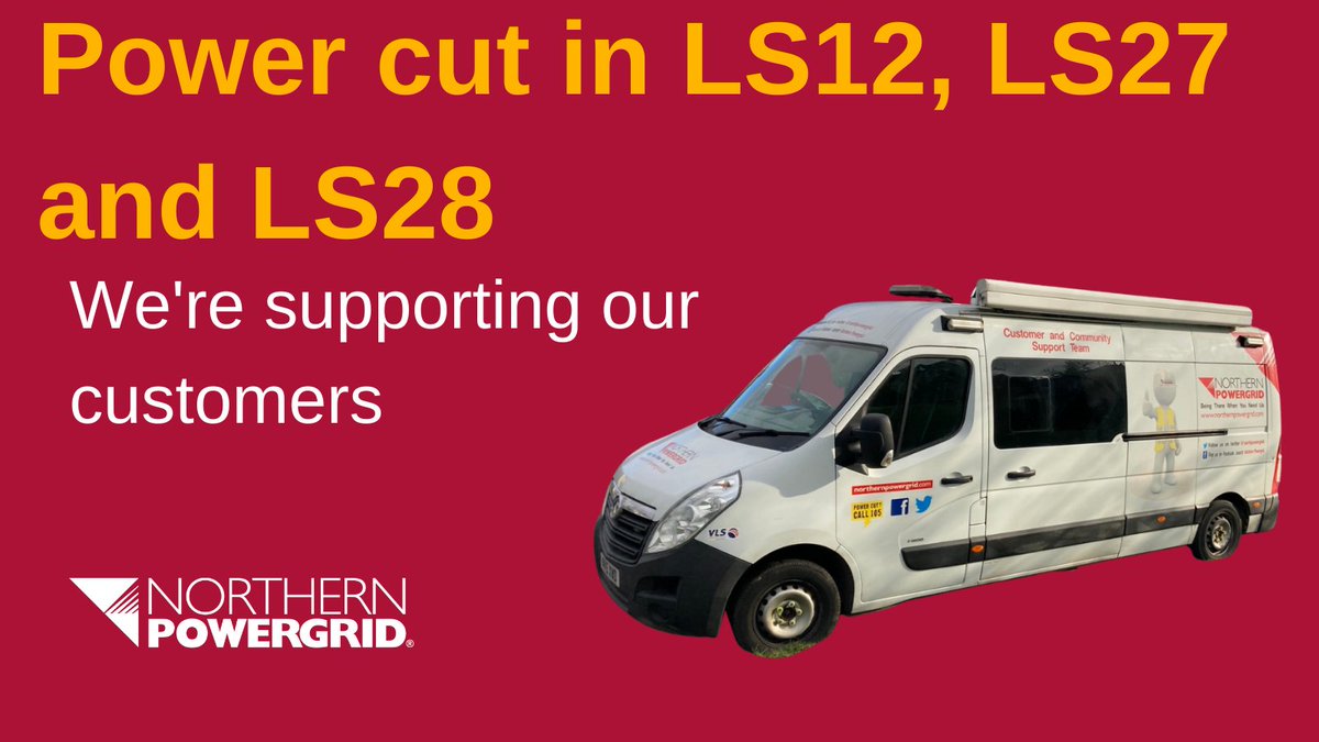 #Powercut in LS12, LS27 and LS28 affecting 511 customers. #TeamPowergrid are working hard to restore power and estimate to have all customers restored by 1:30 pm. Report your power cut online to be kept updated at northernpowergrid.com/power-cuts-map.