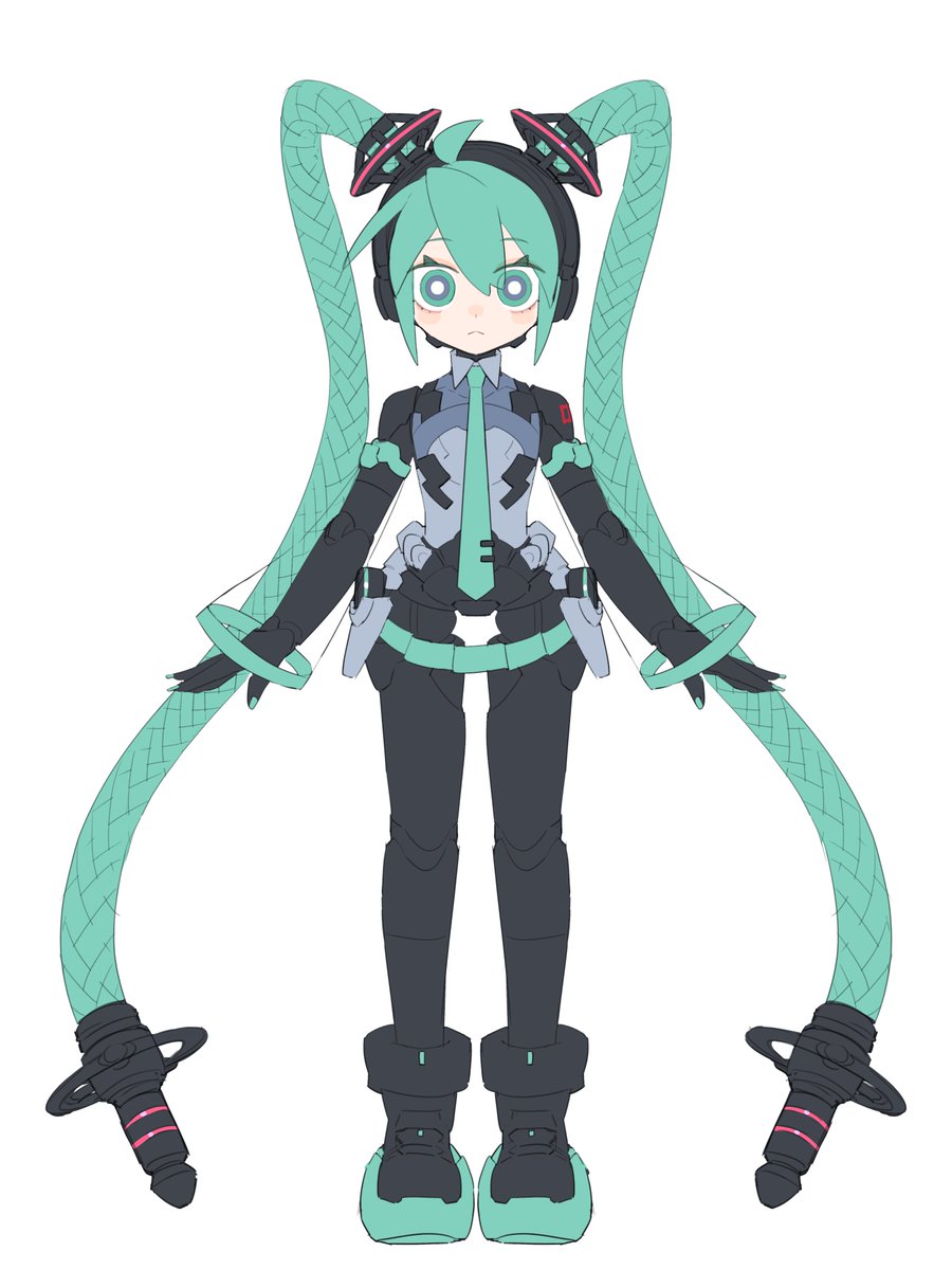 hatsune miku 1girl solo twintails long hair very long hair necktie joints  illustration images