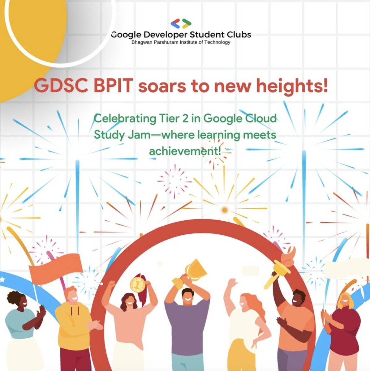 GdscBpit's tweet image. Celebrating Tier 2 🏅 in Google Cloud Study Jam!
Massive shoutout to our GDSC rockstars 🌟 Over 60 participants completed both GCCP and Gen AI pathways, earning completion certificates, cool Sticker sheets, sleek Google bottles, and stylish T-shirts!
#GoogleCloudStudyJam #GDSC