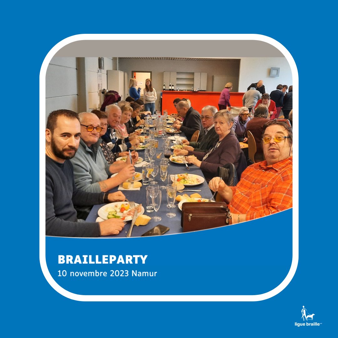 Vendredi dernier c’était #BrailleParty pour nos bénéficiaires en province de Namur ! La #LigueBraille organisait une journée conviviale à l’Espace Hastimoulin de Saint-Servais : moments d’échange autour d’un bon repas et une animation musicale dansante.
#UneAutreFaçonDeVoirLaVie