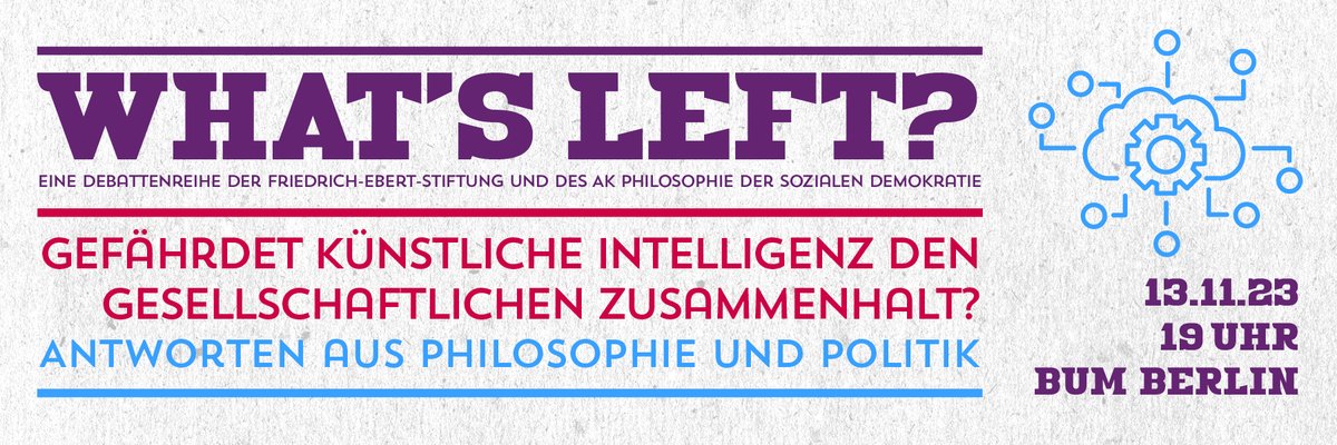betterplace lab (@betterplacelab) on Twitter photo Heute im <a href="/bUm_Berlin/">bUm Berlin</a> 👉 What´s Left? Künstliche Intelligenz und Demokratie
@RainerMuehlhoff, <a href="/EskenSaskia/">Saskia Esken</a> <a href="/alena_buyx/">Alena Buyx</a> und Danielle Leisegang diskutieren über die Möglichkeiten politischer Gestaltung und Kontrolle von KI.
Zur Anmeldung 👉 bum.berlin/event/whats-le… Heute im <a href="/bUm_Berlin/">bUm Berlin</a> 👉 What´s Left? Künstliche Intelligenz und Demokratie
@RainerMuehlhoff, <a href="/EskenSaskia/">Saskia Esken</a> <a href="/alena_buyx/">Alena Buyx</a> und Danielle Leisegang diskutieren über die Möglichkeiten politischer Gestaltung und Kontrolle von KI.
Zur Anmeldung 👉 bum.berlin/event/whats-le…