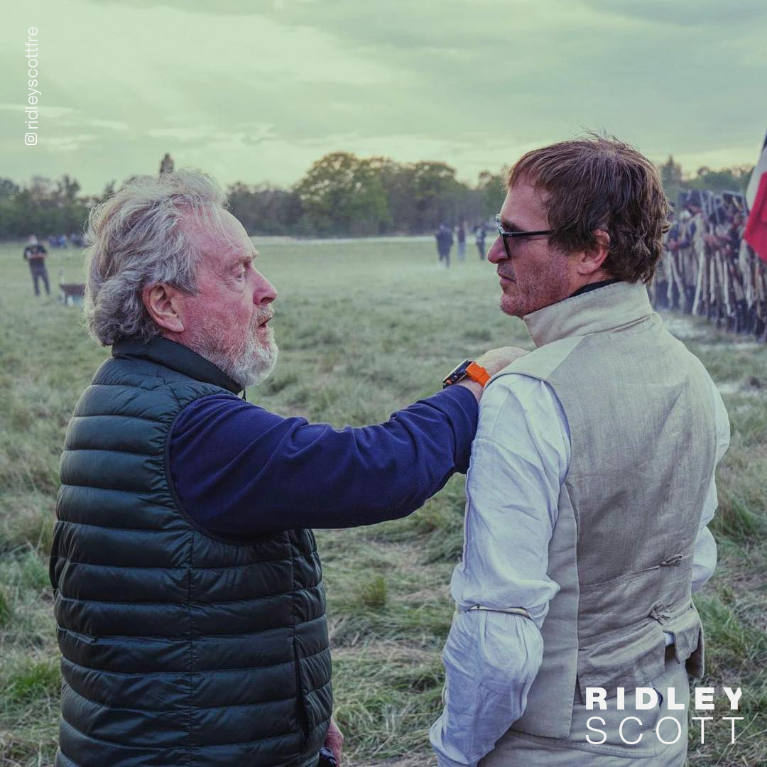 Ridley Scott and Joaquin Phoenix behind the scenes on ‘NAPOLEON’. 

#Napoleopn #Movie #RidleyScott