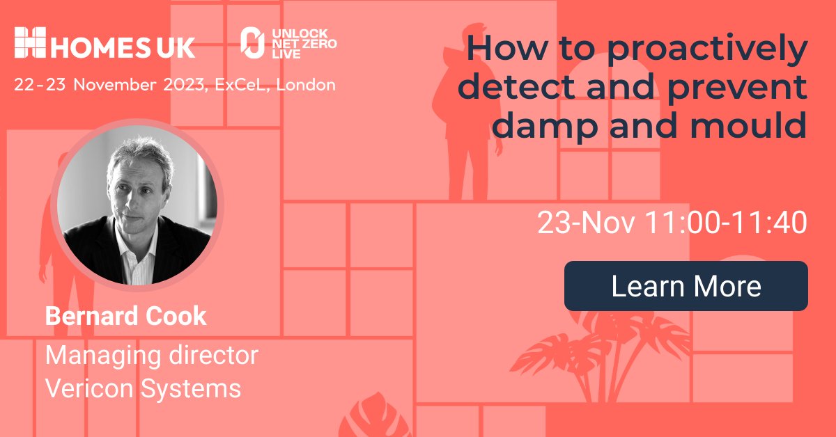 We have secured two speaking slots at @HomesEvent On the second day, our Managing Director Bernard Cook with be sharing his expertise about 'How to proactively detect and prevent damp and mould' on the Fusion21 Procurement with Purpose Stage. #homesuk #networking #socialhousing