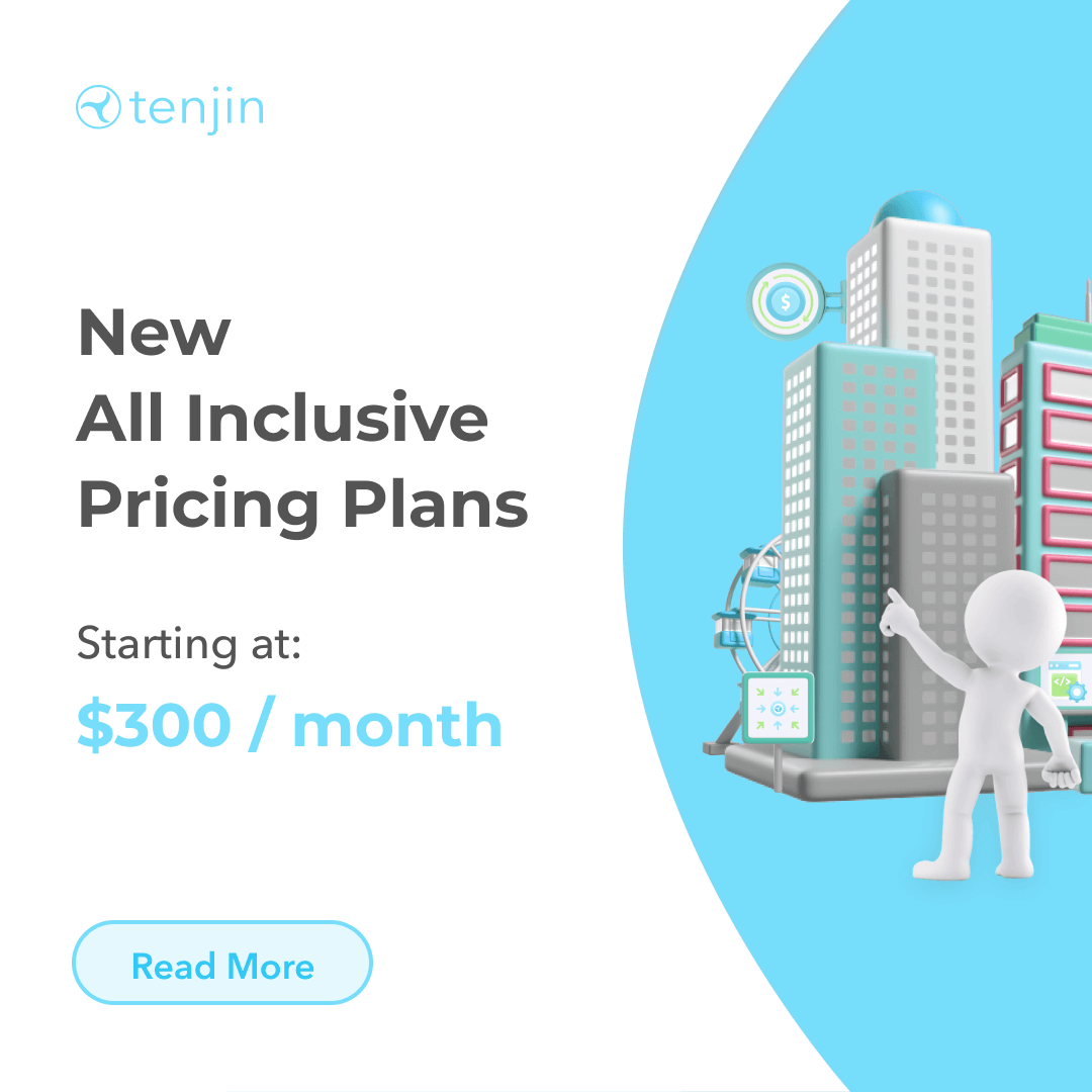 💪 🤑 It's time for a pricing approach that puts transparency and trust first!!

Introducing our new all-inclusive pricing plans, starting from $300 per month. Take advantage of ALL Tenjin tools at a FLAT monthly rate, with no hidden fees.

Learn more: hubs.ly/Q028Dz_p0