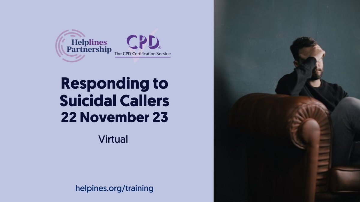 Don’t miss out as we have some spaces left on our Responding to Suicidal Callera Training, taking place virtually 22 Novemebr 23. This course will equip you with the right processes and knowledge to effectively support suidical callers. Book now ⬇️ helplines.org/about/news-and…