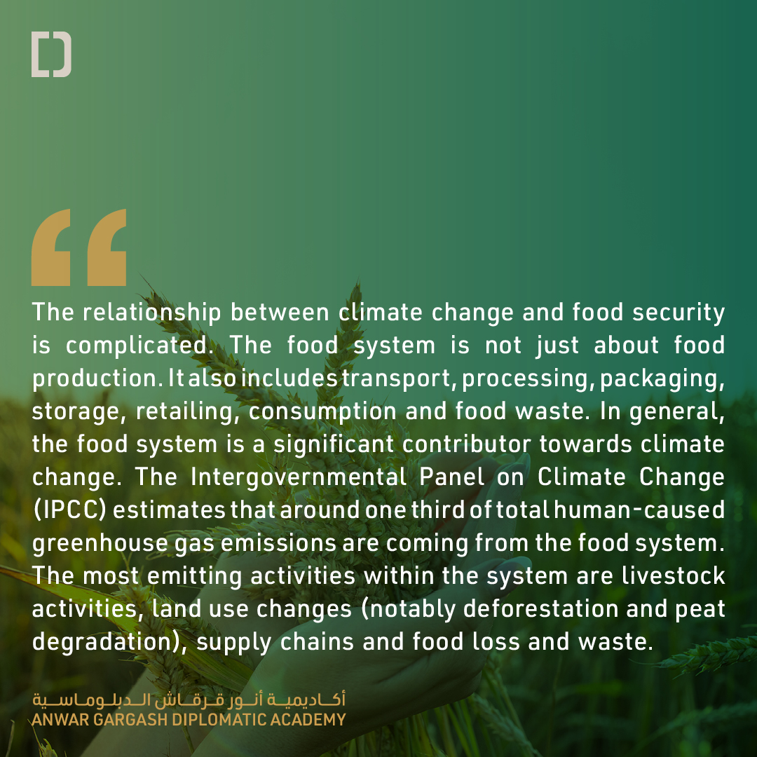 In the latest insight from the Centre for Climate Diplomacy, It shows an analytical view of the UAE food security landscape and the ramification of climate change impact in the region. Some impacts include higher temperatures and increased frequency of heatwaves. To read the full
