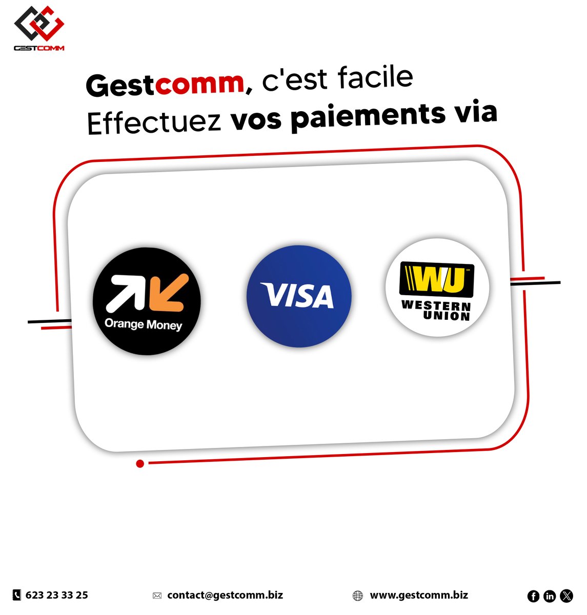 Réglez vos factures en toute commodité avec @PayCard, 𝗩𝗶𝘀𝗮 𝗲𝘁 𝗠𝗮𝘀𝘁𝗲𝗿𝗰𝗮𝗿𝗱.

𝙁𝙖𝙞𝙩𝙚𝙨 𝙙𝙚 𝙡𝙖 𝙜𝙚𝙨𝙩𝙞𝙤𝙣 𝙙𝙚 𝙥𝙖𝙞𝙚𝙢𝙚𝙣𝙩 𝙪𝙣 𝙟𝙚𝙪 𝙙'𝙚𝙣𝙛𝙖𝙣𝙩.

#Gestcomm #Gestion #SolutionDigitale #paiement #paycard