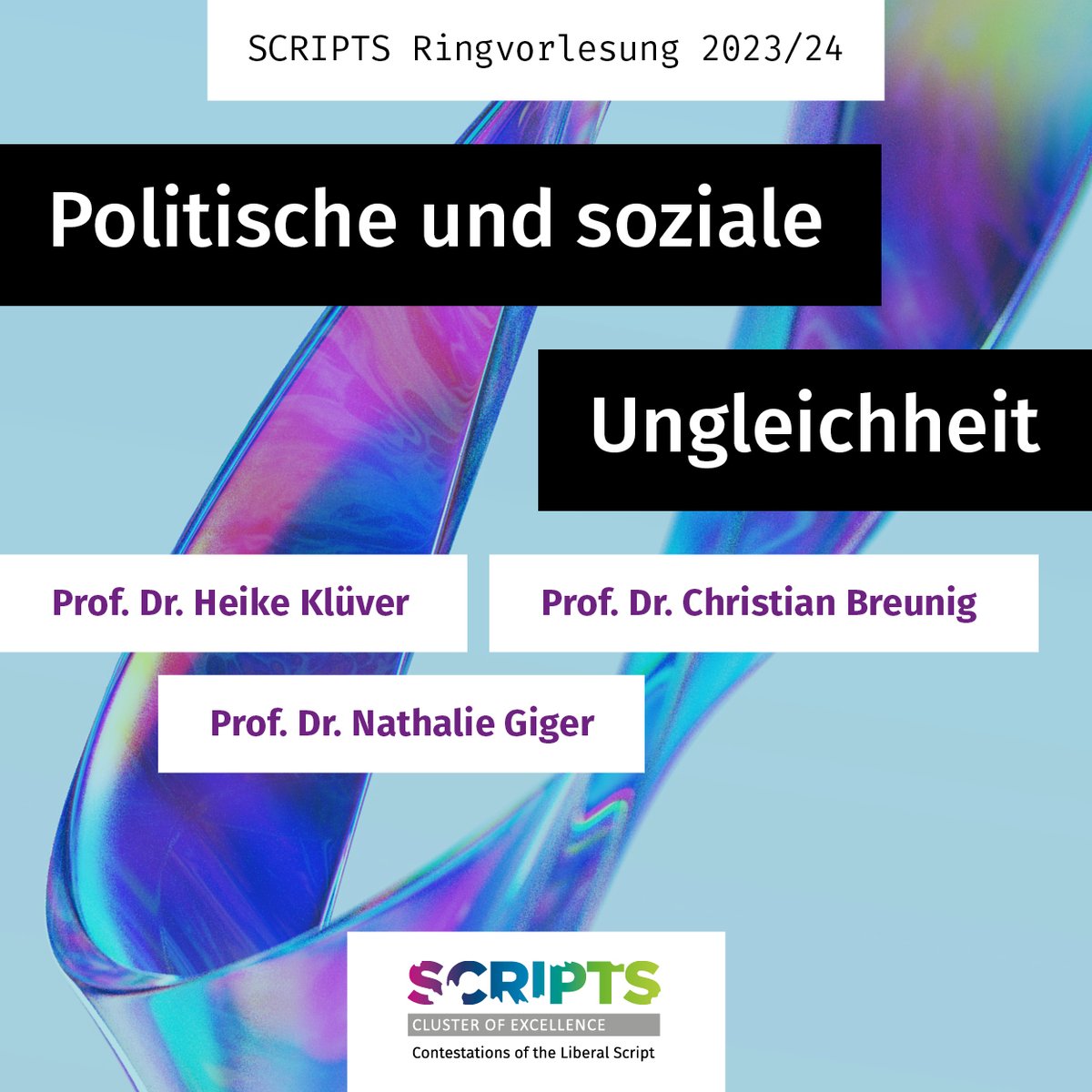 🎙️Heute 18:15h: Die SCRIPTS Ringvorlesung im Offenen Hörsaal 1b über politische und soziale #Ungleichheit und die Beziehung zum Populismus. Mit 3 Inputs von @HeikeKluever, @ckbreunig & @nathalie_giger. 🏙️Vor Ort in Dahlem & Livestream auf der FU-Website: scripts-berlin.eu/news-events-me…