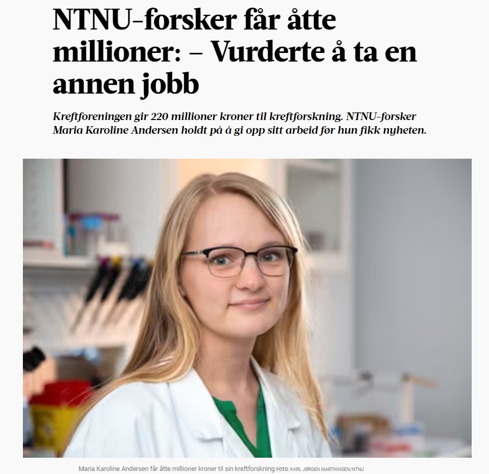Masse gratulerer til Maria K Andersen med tildeling fra Kreftforeningen!!
<a href="/mariakan1989/">Maria K. Andersen</a> <a href="/NTNU/">NTNU</a>
adressa.no/nyheter/trondh…