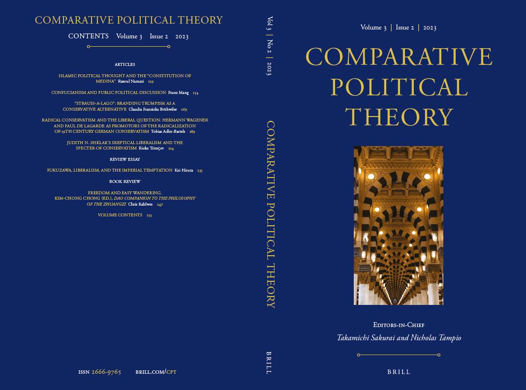 New issue of Comparative Political Theory, dedicated to fostering dialogue among intellectual traditions from across the globe to address vexing social and political problems, containing five articles, one review essay, and one book review: brill.ws/CPT3-2