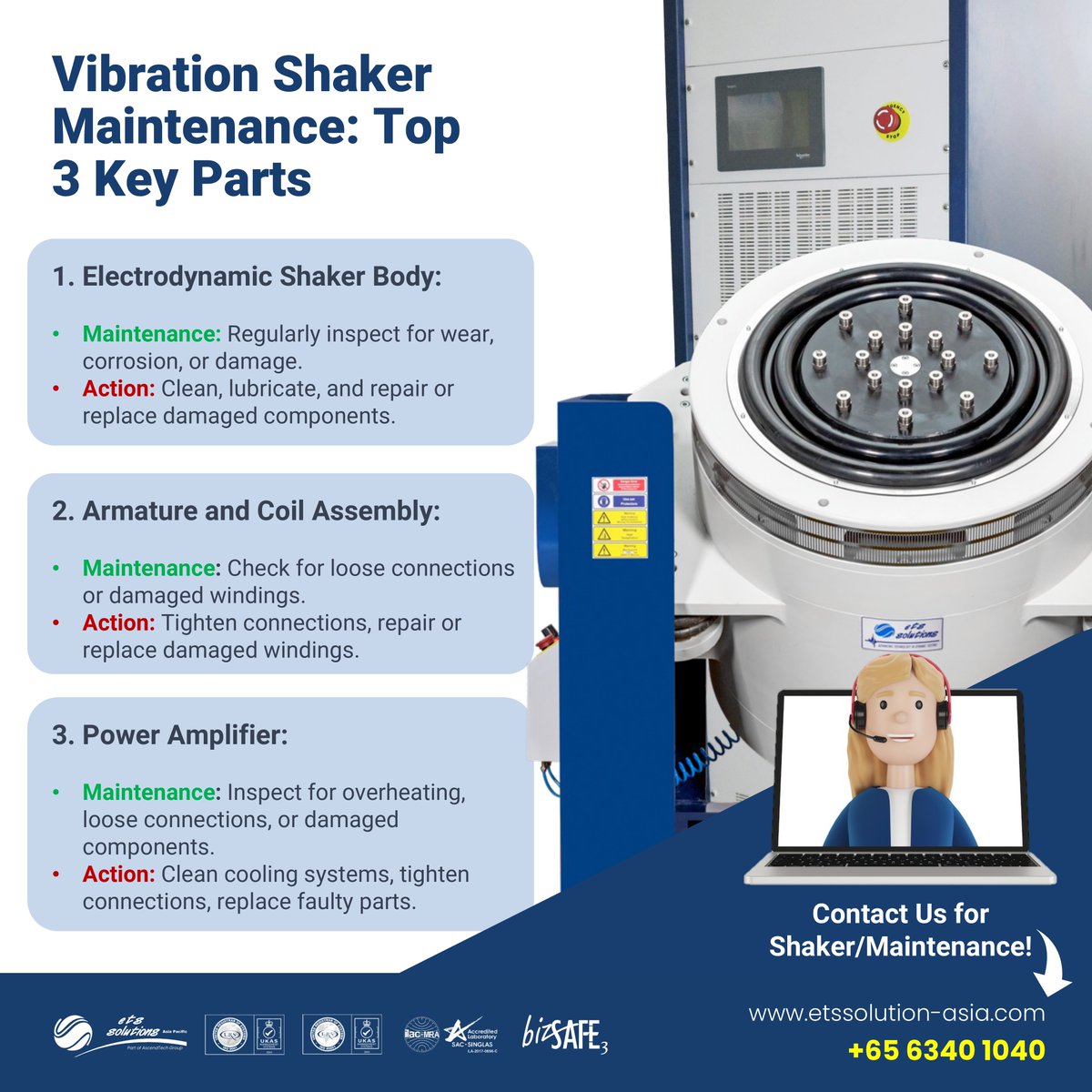 AscendTechGroup's tweet image. Regularly check and maintain the electrodynamic shaker body, armature, and power amplifier. Clean, lubricate, and address wear or damage promptly. This ensures optimal performance, reduces downtime, and extends the shaker's lifespan. ascend-tech.com #VibrationTesting