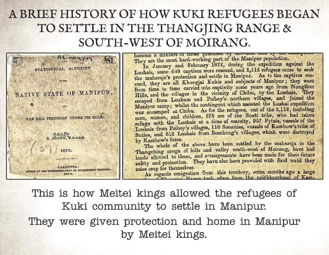 A BRIEF HISTORY OF HOW KUKI REFUGEES BEGAN TO SETTLE IN THE THANGJING RANGE &amp; SOUTH-WEST OF MOIRANG. <a href="/ndtv/">NDTV</a> <a href="/thewire_in/">The Wire</a> <a href="/republic/">Republic</a> <a href="/BBCWorld/">BBC News (World)</a> <a href="/CNN/">CNN</a> <a href="/airnewsalerts/">All India Radio News</a> <a href="/VLDMIRADITYNATH/">VLADIMIR ADITYANATH</a> <a href="/ramindesai/">Rami Niranjan Desai</a> <a href="/HindiNews18/">News18 Hindi</a> <a href="/timesofindia/">The Times Of India</a> <a href="/IndiaToday/">IndiaToday</a> <a href="/EastMojo/">EastMojo</a> <a href="/NorthEastNews4U/">Northeast News</a>