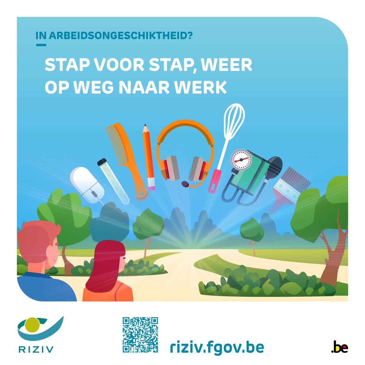 Bent u in arbeidsongeschiktheid en wilt u opnieuw aan de slag? Vind de weg die het best bij uw situatie past met de hulp van onze partners: #ziekenfondsen @vdab_be @ActirisBrussels #preventieadviseur - #arbeidsarts 👉riziv.fgov.be/nl/themas/rein…