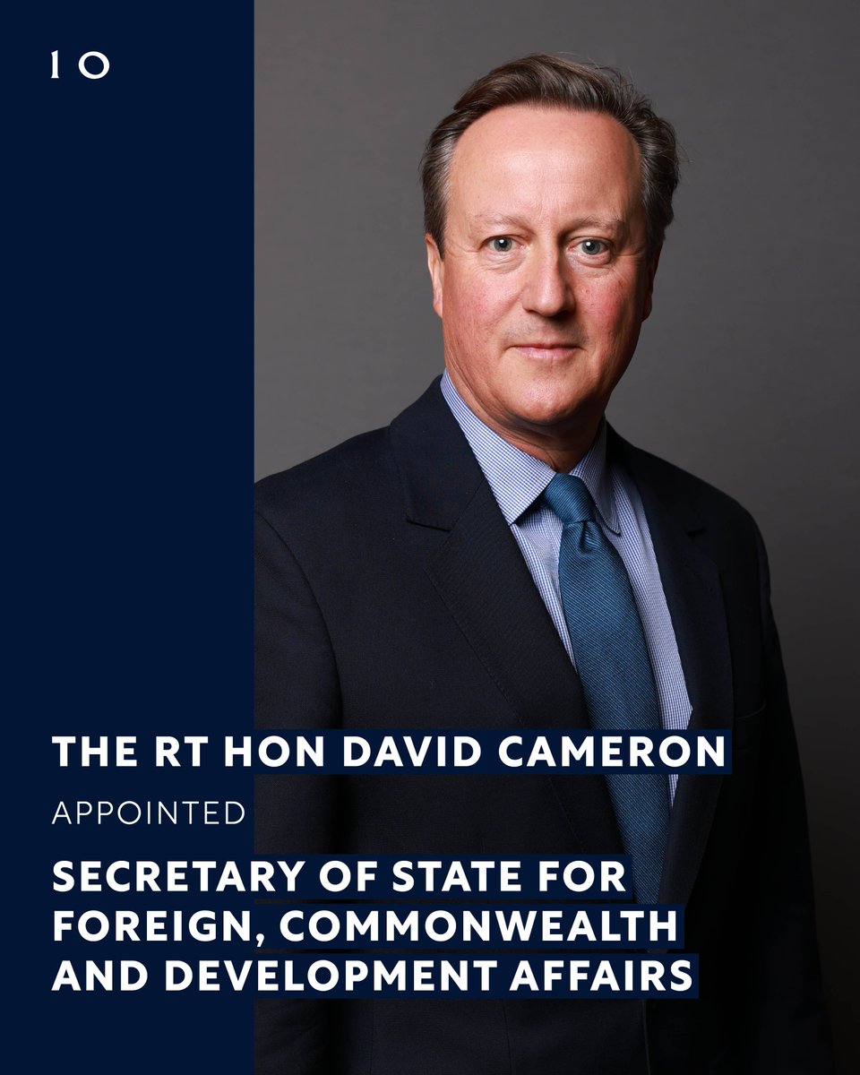 The Rt Hon @David_Cameron has been appointed Secretary of State for Foreign, Commonwealth and Development Affairs @FCDOGovUK