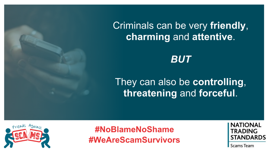 ❓ Did you know criminals use these tactics towards victims of fraud, scams and financial abuse: ➡️ Flattery ➡️ Grooming ➡️ Manipulation Read more here: friendsagainstscams.org.uk/noblamenoshame #NoBlameNoShame #WeAreScamSurvivors